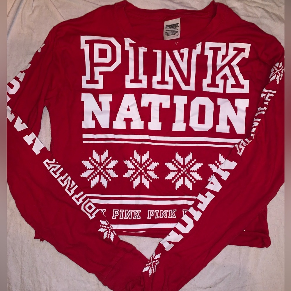 VS PINK Red Christmas CropTop